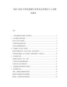2025-2030中國電感器行業(yè)資本運(yùn)作模式與上市路徑報告