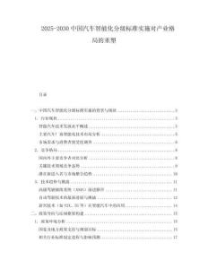 2025-2030中國汽車智能化分級標準實施對產(chǎn)業(yè)格局的重塑