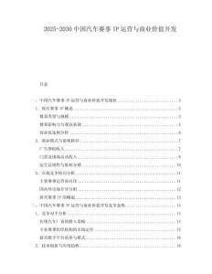 2025-2030中國(guó)汽車(chē)賽事IP運(yùn)營(yíng)與商業(yè)價(jià)值開(kāi)發(fā)
