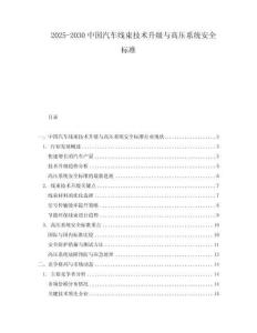 2025-2030中國汽車線束技術升級與高壓系統安全標準