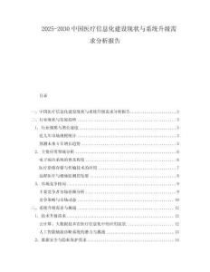 2025-2030中國醫療信息化建設現狀與系統升級需求分析報告