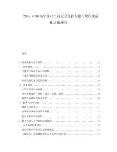 2025-2030高空作業(yè)平臺(tái)安全監(jiān)控與操作規(guī)程規(guī)范化措施規(guī)劃