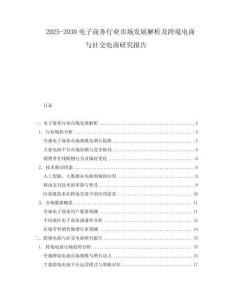 2025-2030電子商務行業市場發展解析及跨境電商與社交電商研究報告