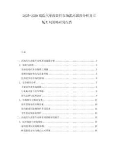 2025-2030高端汽車改裝件市場需求深度分析及市場布局策略研究報告