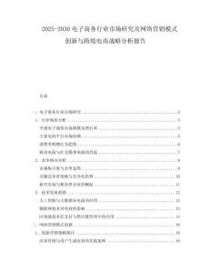 2025-2030電子商務行業市場研究及網絡營銷模式創新與跨境電商戰略分析報告