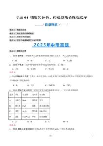 專題04 物質的分類、構成物質的微觀粒子（全國通用）（第02期）（原卷版）【好題匯編】2025年中考化學真題分類匯編（全國通用）