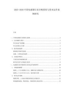 2025-2030中國電感器行業并購重組與資本運作案例研究