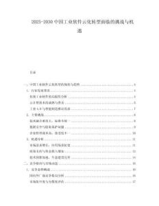 2025-2030中國工業軟件云化轉型面臨的挑戰與機遇