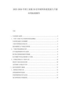 2025-2030中國工業(yè)級3D打印材料體系發(fā)展與下游應用拓展報告