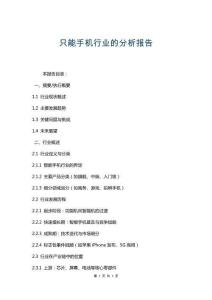 只能手機(jī)行業(yè)的分析報(bào)告