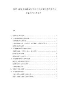 2025-2030生物降解材料替代傳統塑料進程評估與政策紅利分析報告