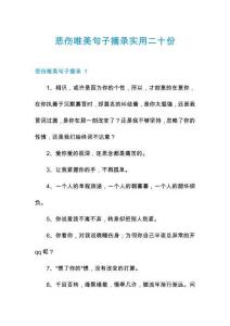 悲傷唯美句子摘錄實用二十份