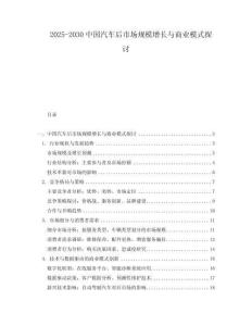 2025-2030中國(guó)汽車后市場(chǎng)規(guī)模增長(zhǎng)與商業(yè)模式探討