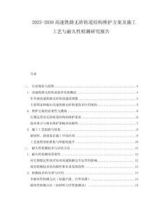 2025-2030高速鐵路無砟軌道結構維護方案及施工工藝與耐久性檢測研究報告