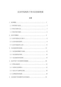 法治環境視角下的司法創新探索