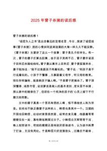 2025年曾子殺豬的讀后感