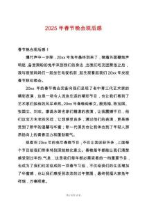 2025年春節晚會觀后感