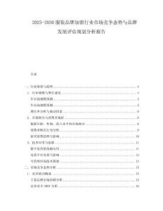 2025-2030服裝品牌加盟行業市場競爭態勢與品牌發展評估規劃分析報告