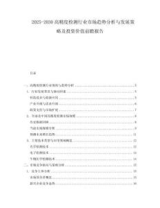 2025-2030高精度檢測行業市場趨勢分析與發展策略及投資價值前瞻報告