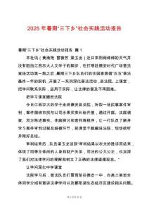 2025年暑期“三下鄉”社會實踐活動報告