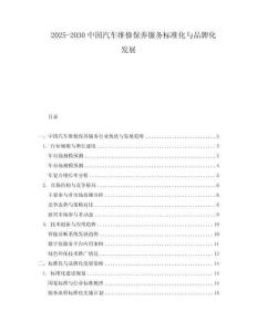 2025-2030中國(guó)汽車維修保養(yǎng)服務(wù)標(biāo)準(zhǔn)化與品牌化發(fā)展