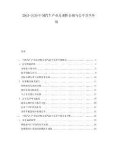 2025-2030中國(guó)汽車產(chǎn)業(yè)反壟斷合規(guī)與公平競(jìng)爭(zhēng)環(huán)境