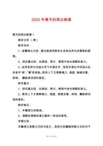 2025年春天的雨點教案