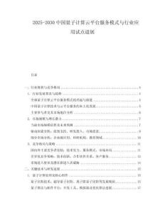 2025-2030中國(guó)量子計(jì)算云平臺(tái)服務(wù)模式與行業(yè)應(yīng)用試點(diǎn)進(jìn)展