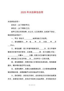 2025年水田承包合同