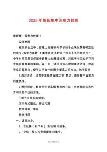 2025年最新集中注意力教案