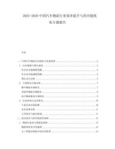 2025-2030中國(guó)汽車(chē)物流行業(yè)效率提升與供應(yīng)鏈優(yōu)化專(zhuān)題報(bào)告