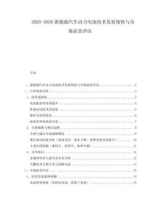 2025-2030新能源汽車動力電池技術發展現狀與市場前景評估