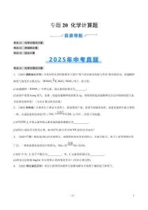 專題20 化學(xué)計算題（全國通用）（第02期）（原卷版）【好題匯編】2025年中考化學(xué)真題分類匯編（全國通用）