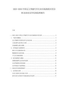 2025-2030中國(guó)無人駕駛汽車行業(yè)市場(chǎng)現(xiàn)狀應(yīng)用分析及商業(yè)競(jìng)爭(zhēng)發(fā)展趨勢(shì)報(bào)告
