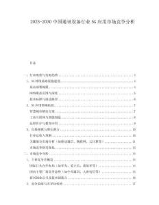 2025-2030中國通訊設(shè)備行業(yè)5G應用市場競爭分析