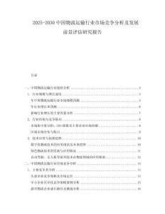 2025-2030中國物流運輸行業市場競爭分析及發展前景評估研究報告