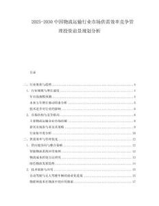 2025-2030中國物流運輸行業市場供需效率競爭管理投資前景規劃分析