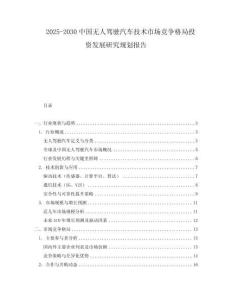 2025-2030中國(guó)無人駕駛汽車技術(shù)市場(chǎng)競(jìng)爭(zhēng)格局投資發(fā)展研究規(guī)劃報(bào)告