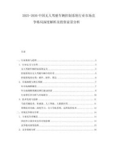 2025-2030中國(guó)無人駕駛車輛控制系統(tǒng)行業(yè)市場(chǎng)競(jìng)爭(zhēng)格局深度解析及投資前景分析
