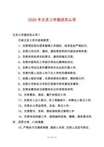 2025年文員工作描述怎么寫