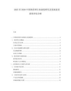 2025至2030中國熱管理行業深度研究及發展前景投資評估分析