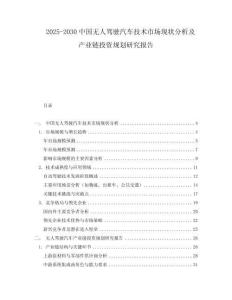 2025-2030中國無人駕駛汽車技術市場現狀分析及產業鏈投資規劃研究報告