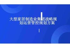 大型家居制造業集團戰略規劃運營管控規劃方案