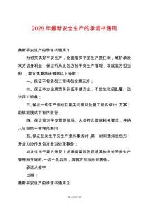2025年最新安全生產(chǎn)的承諾書通用