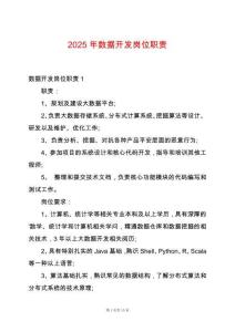 2025年數(shù)據(jù)開(kāi)發(fā)崗位職責(zé)