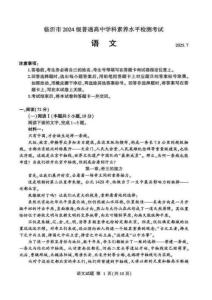 山東省臨沂市2024-2025學(xué)年高一下學(xué)期期末學(xué)科素養(yǎng)水平檢測(cè)語(yǔ)文試題（含答案）