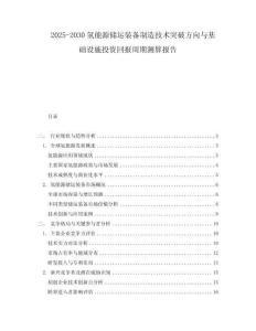 2025-2030氫能源儲運裝備制造技術突破方向與基礎設施投資回報周期測算報告