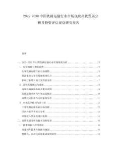 2025-2030中國(guó)鐵路運(yùn)輸行業(yè)市場(chǎng)現(xiàn)狀高鐵發(fā)展分析及投資評(píng)估規(guī)劃研究報(bào)告