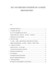 2025-2030智能交通行業(yè)發(fā)展趨勢(shì)分析與未來投資戰(zhàn)略咨詢研究報(bào)告