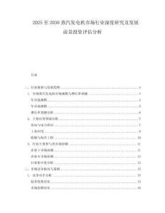 2025至2030蒸汽發(fā)電機市場行業(yè)深度研究及發(fā)展前景投資評估分析